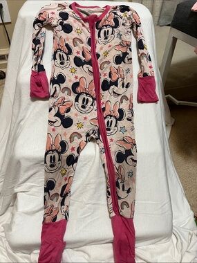 Disney Little Sleepies Minnie Mouse Bamboo Zippy 6–12M GUC